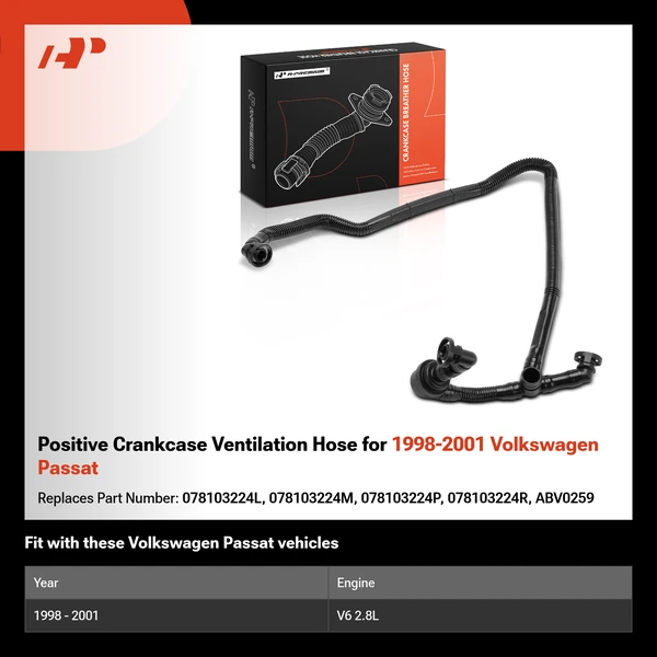 Positive Crankcase Ventilation Hose for 1998-2001 Volkswagen Passat