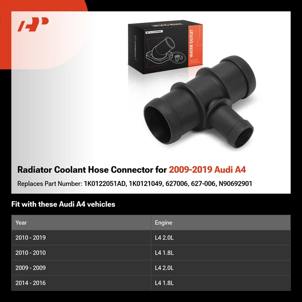 Radiator Coolant Hose Connector for 2009-2019 Audi A4