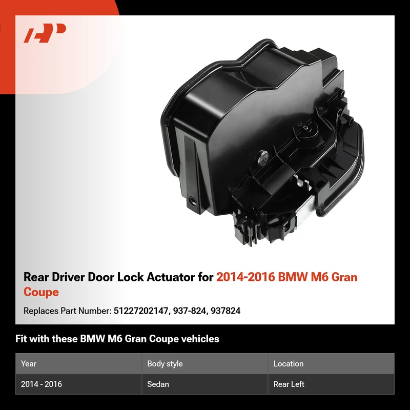 Rear Driver Door Lock Actuator for 2014-2016 BMW M6 Gran Coupe