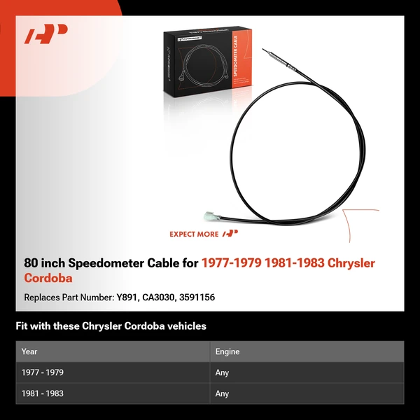 80 inch Speedometer Cable for 1977-1979 1981-1983 Chrysler Cordoba