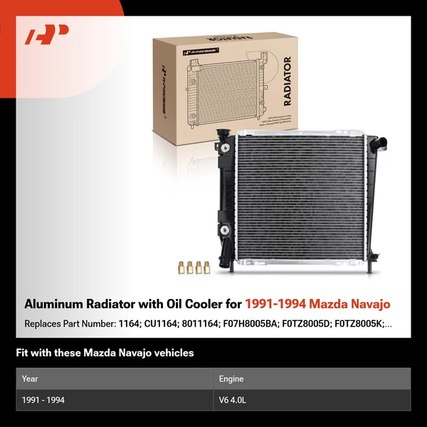 Aluminum Radiator with Oil Cooler for 1991-1994 Mazda Navajo