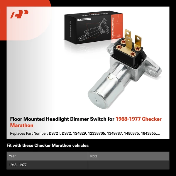 Floor Mounted Headlight Dimmer Switch for 1968-1977 Checker Marathon