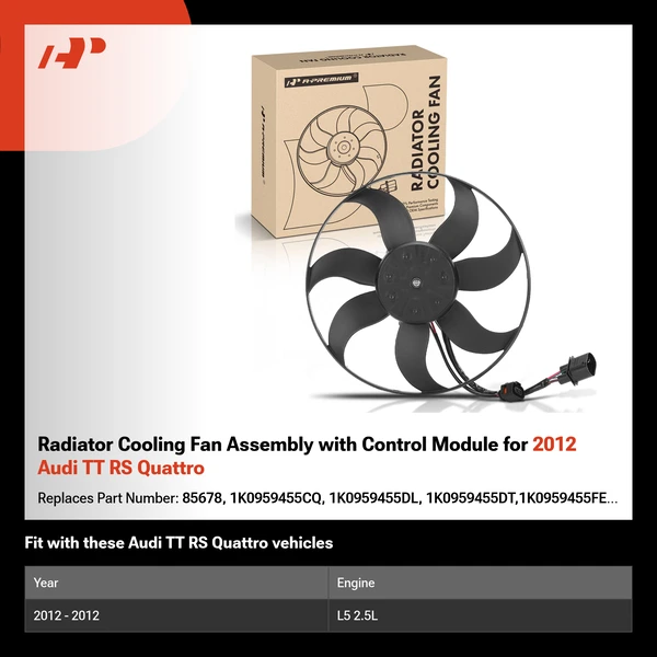 Radiator Cooling Fan Assembly with Control Module for 2012 Audi TT RS Quattro