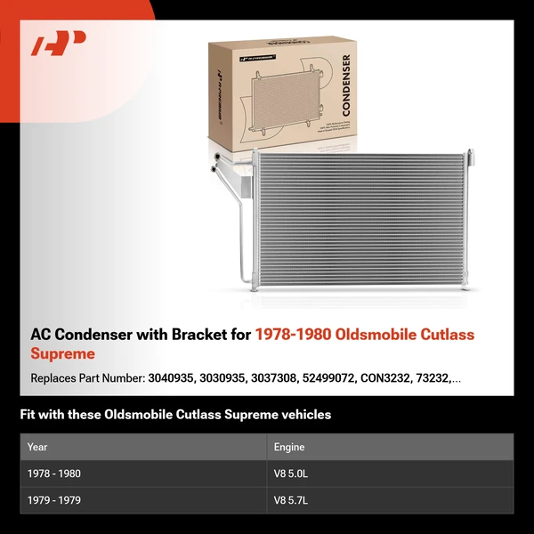AC Condenser with Bracket for 1978-1980 Oldsmobile Cutlass Supreme