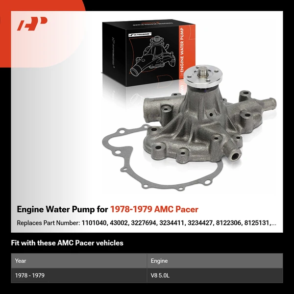 Engine Water Pump for 1978-1979 AMC Pacer