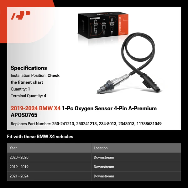 2019-2024 BMW X4 1-Pc Oxygen Sensor 4-Pin A-Premium APOS0765