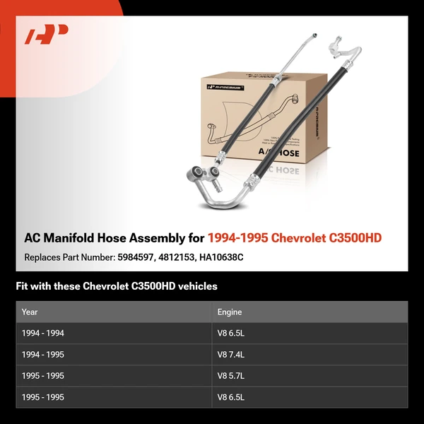 AC Manifold Hose Assembly for 1994-1995 Chevrolet C3500HD