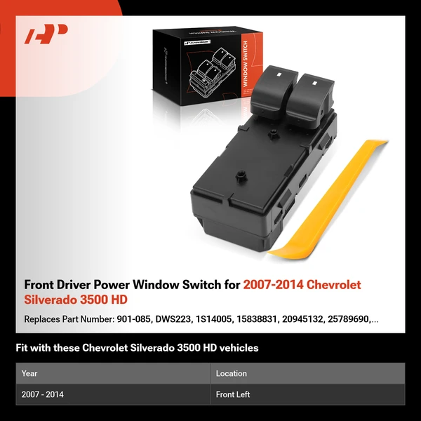 Front Driver Power Window Switch for 2007-2014 Chevrolet Silverado 3500 HD
