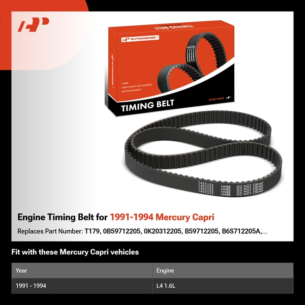 Engine Timing Belt for 1991-1994 Mercury Capri