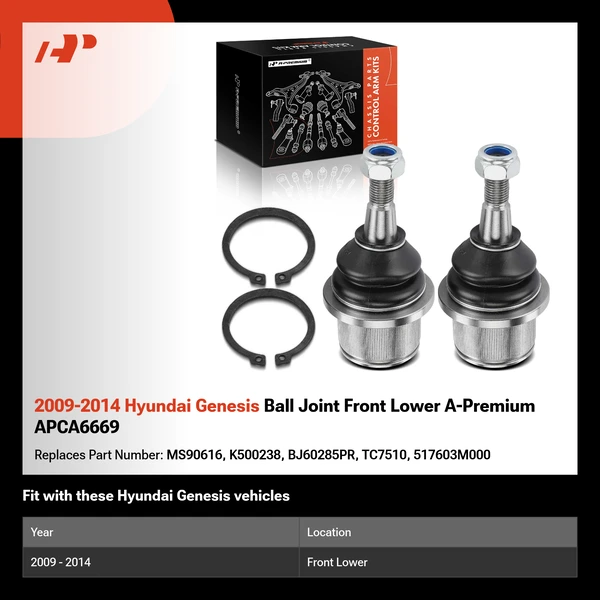 2009-2014 Hyundai Genesis Ball Joint Front Lower A-Premium APCA6669