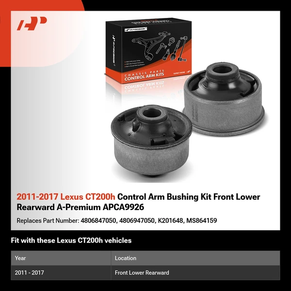 2011-2017 Lexus CT200h Control Arm Bushing Kit Front Lower Rearward A-Premium APCA9926