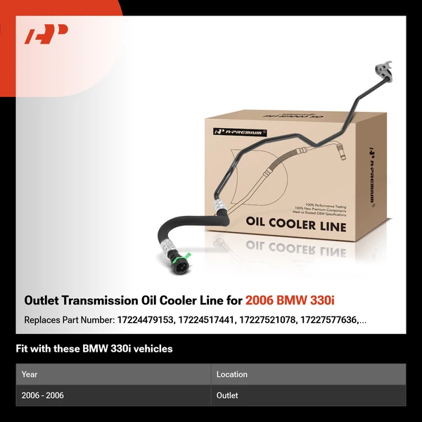 Outlet Transmission Oil Cooler Line for 2006 BMW 330i
