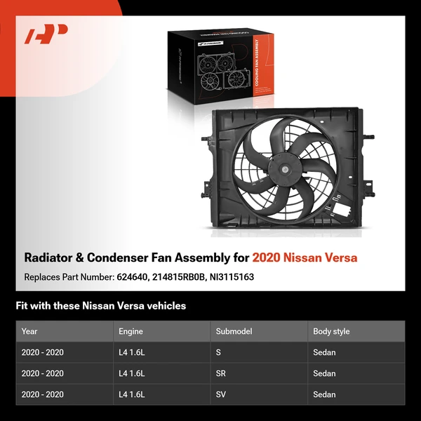 Radiator & Condenser Fan Assembly for 2020 Nissan Versa