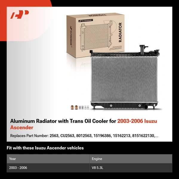 Aluminum Radiator with Trans Oil Cooler for 2003-2006 Isuzu Ascender