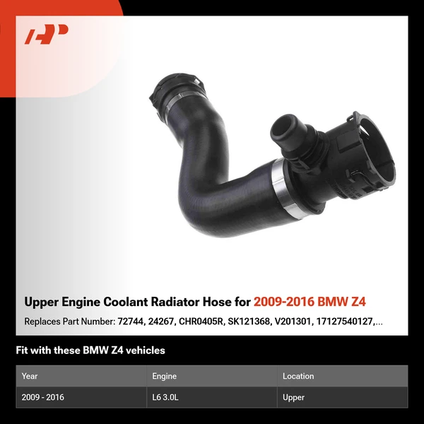 Upper Engine Coolant Radiator Hose for 2009-2016 BMW Z4