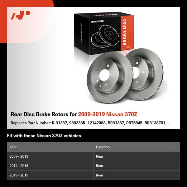 Rear Disc Brake Rotors for 2009-2019 Nissan 370Z