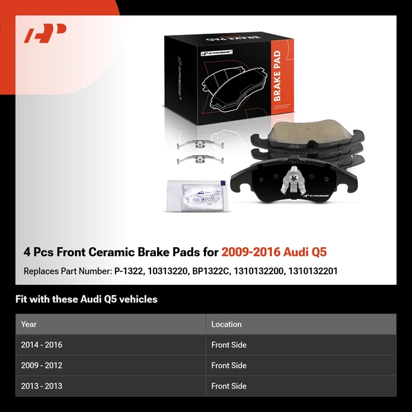 4 Pcs Front Ceramic Brake Pads for 2009-2016 Audi Q5