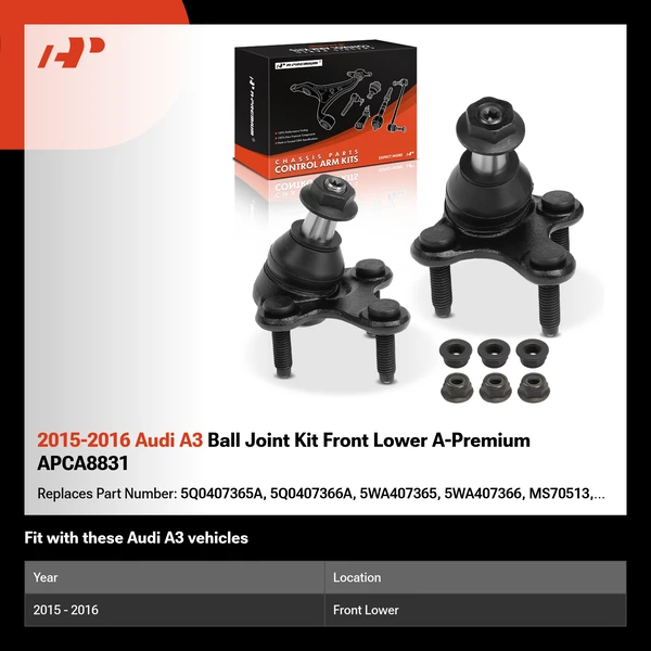 2015-2016 Audi A3 Ball Joint Kit Front Lower A-Premium APCA8831