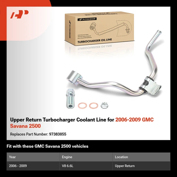Upper Return Turbocharger Coolant Line for 2006-2009 GMC Savana 2500