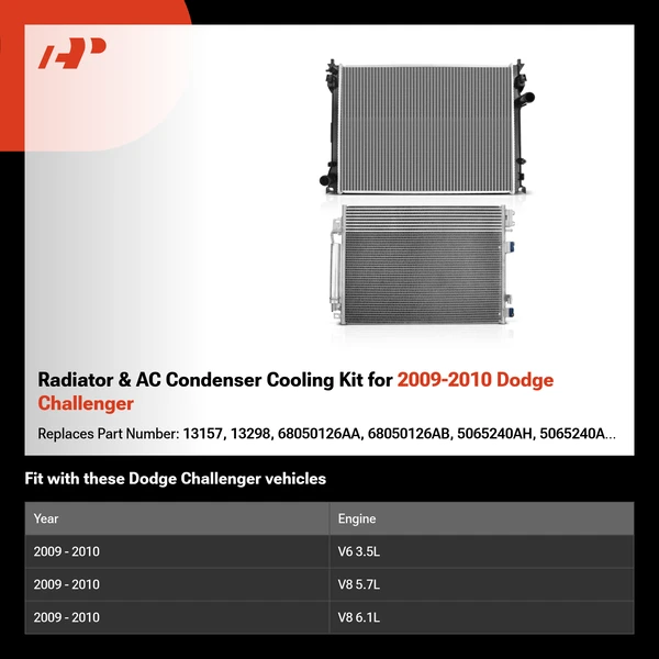 Radiator & AC Condenser Cooling Kit for 2009-2010 Dodge Challenger