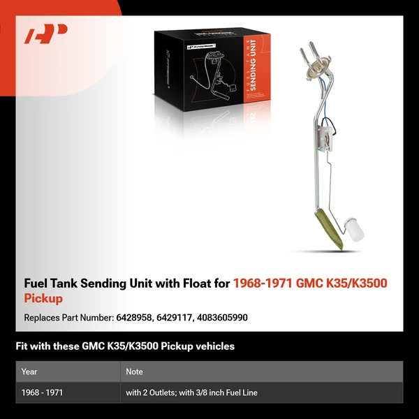 Fuel Tank Sending Unit with Float for 1968-1971 GMC K35/K3500 Pickup