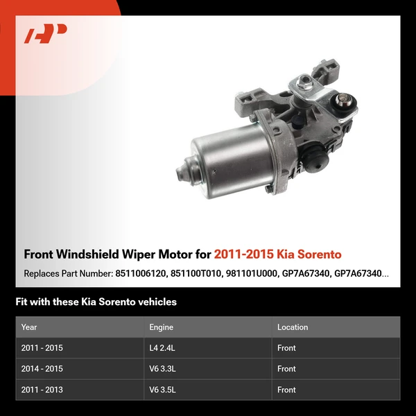 Front Windshield Wiper Motor for 2011-2015 Kia Sorento