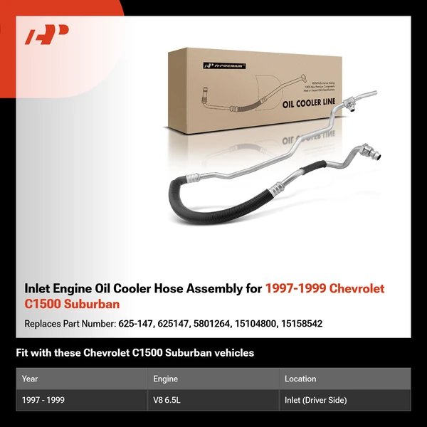 Inlet Engine Oil Cooler Hose Assembly for 1997-1999 Chevrolet C1500 Suburban