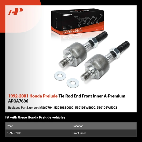 1992-2001 Honda Prelude Tie Rod End Front Inner A-Premium APCA7686