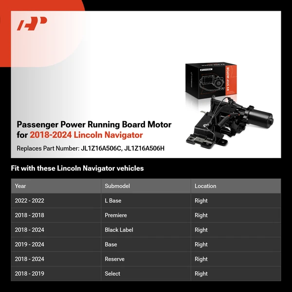 Passenger Power Running Board Motor for 2018-2024 Lincoln Navigator