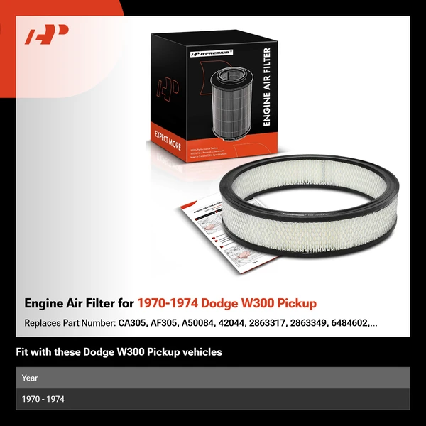 Engine Air Filter for 1970-1974 Dodge W300 Pickup