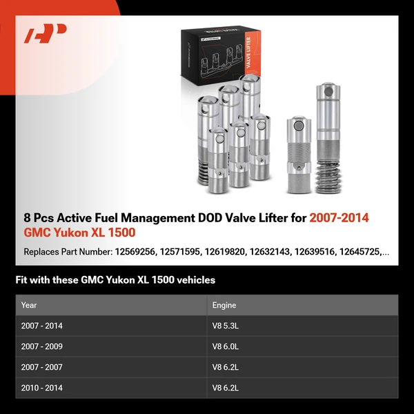 8 Pcs Active Fuel Management DOD Valve Lifter for 2007-2014 GMC Yukon XL 1500