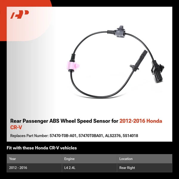 Rear Passenger ABS Wheel Speed Sensor for 2012-2016 Honda CR-V