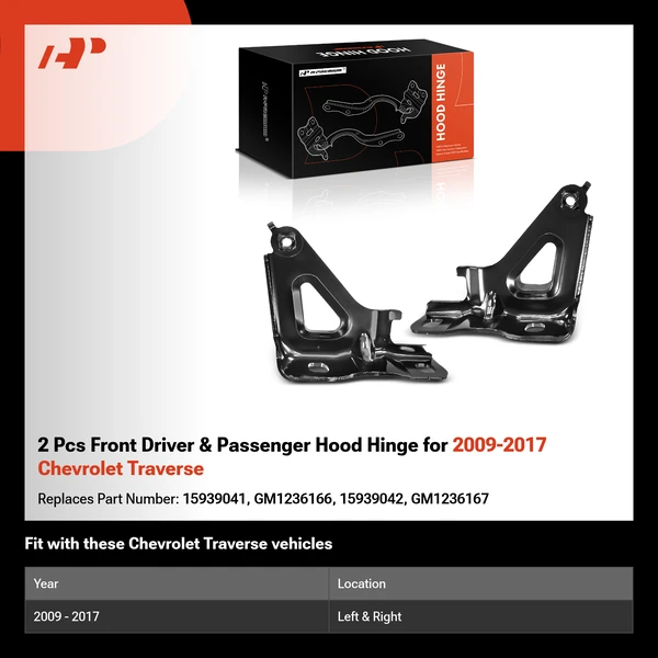 2 Pcs Front Driver & Passenger Hood Hinge for 2009-2017 Chevrolet Traverse