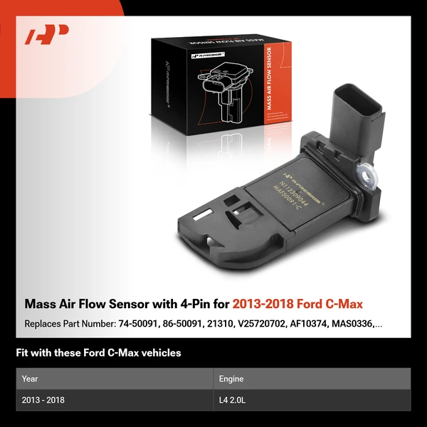 Mass Air Flow Sensor with 4-Pin for 2013-2018 Ford C-Max