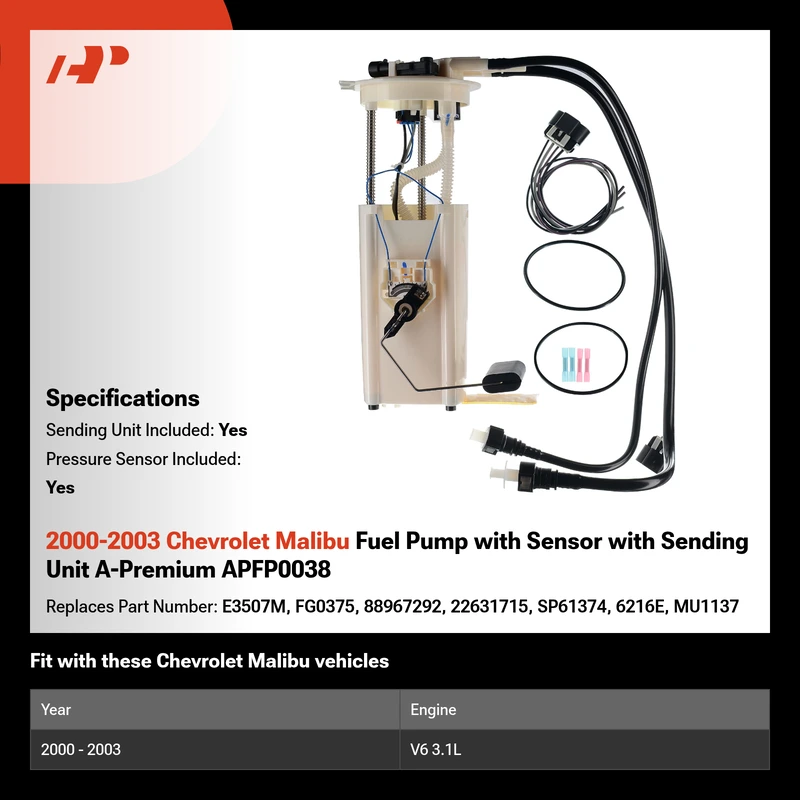 2000-2003 Chevrolet Malibu Fuel Pump with Sensor with Sending Unit A-Premium APFP0038