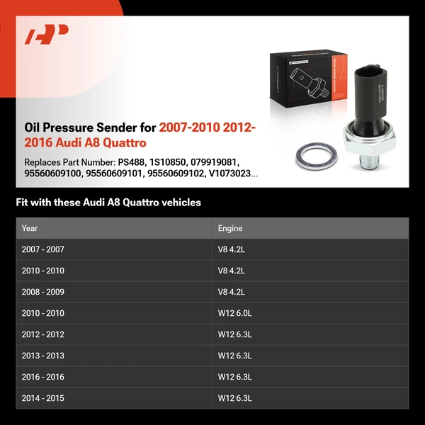 Oil Pressure Sender for 2007-2010 2012-2016 Audi A8 Quattro
