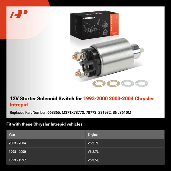 12V Starter Solenoid Switch for 1993-2000 2003-2004 Chrysler Intrepid