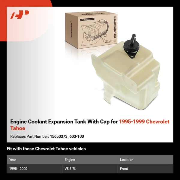 Engine Coolant Expansion Tank With Cap for 1995-1999 Chevrolet Tahoe