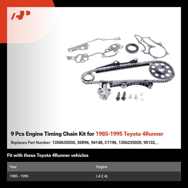 9 Pcs Engine Timing Chain Kit for 1985-1995 Toyota 4Runner