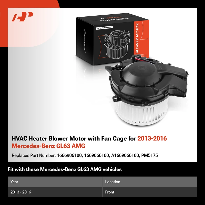 HVAC Heater Blower Motor with Fan Cage for 2013-2016 Mercedes-Benz GL63 AMG