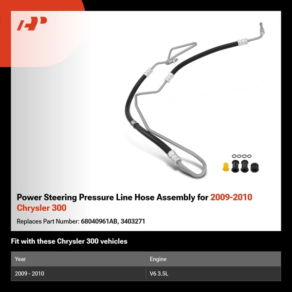 Power Steering Pressure Line Hose Assembly for 2009-2010 Chrysler 300