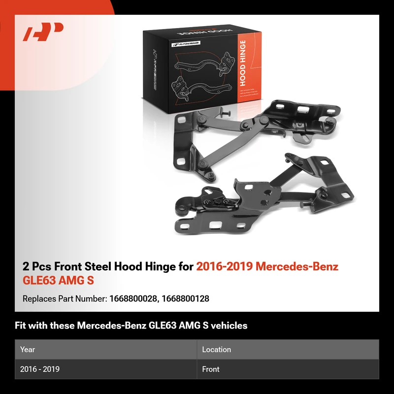 2 Pcs Front Steel Hood Hinge for 2016-2019 Mercedes-Benz GLE63 AMG S
