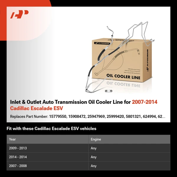 Inlet & Outlet Auto Transmission Oil Cooler Line for 2007-2014 Cadillac Escalade ESV