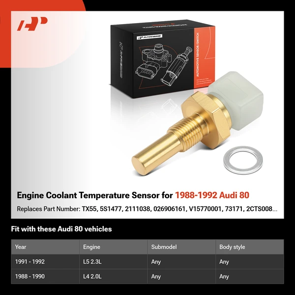 Engine Coolant Temperature Sensor for 1988-1992 Audi 80
