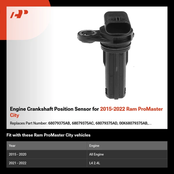 Engine Crankshaft Position Sensor for 2015-2022 Ram ProMaster City