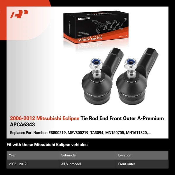 2006-2012 Mitsubishi Eclipse Tie Rod End Front Outer A-Premium APCA6343
