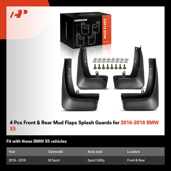 4 Pcs Front & Rear Mud Flaps Splash Guards for 2016-2018 BMW X5