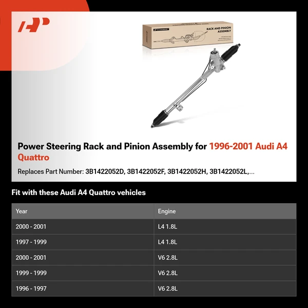 Power Steering Rack and Pinion Assembly for 1996-2001 Audi A4 Quattro