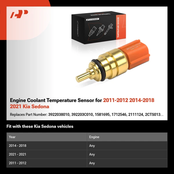 Engine Coolant Temperature Sensor for 2011-2012 2014-2018 2021 Kia Sedona