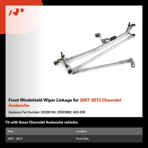 Front Windshield Wiper Linkage for 2007-2013 Chevrolet Avalanche
